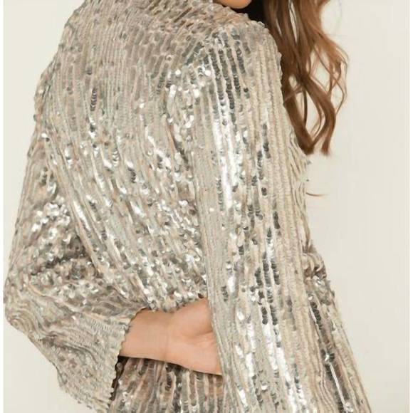 BY TOGETHER penny sequin romper in silver - Picture 2 of 3